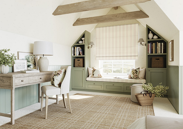 Trellis Prints, Noble Stripe Rosies Pink - Roman Blind - Image 6